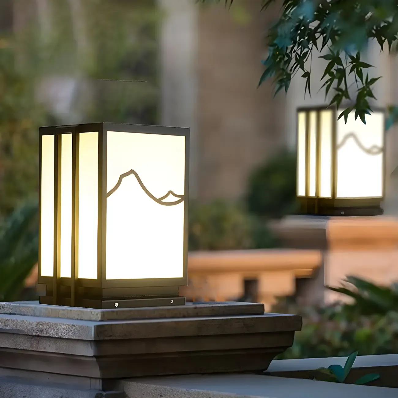 Sophisticated Rectangle Vertical White Shade Post Cap Light Image - 6