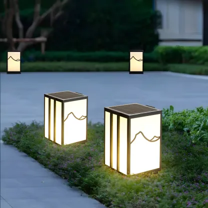 Sophisticated Rectangle Vertical White Shade Post Cap Light Image - 7