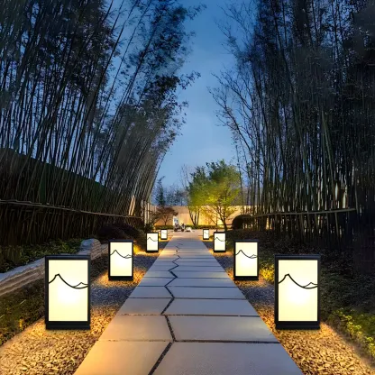 Sophisticated Rectangle Vertical White Shade Post Cap Light Image - 8