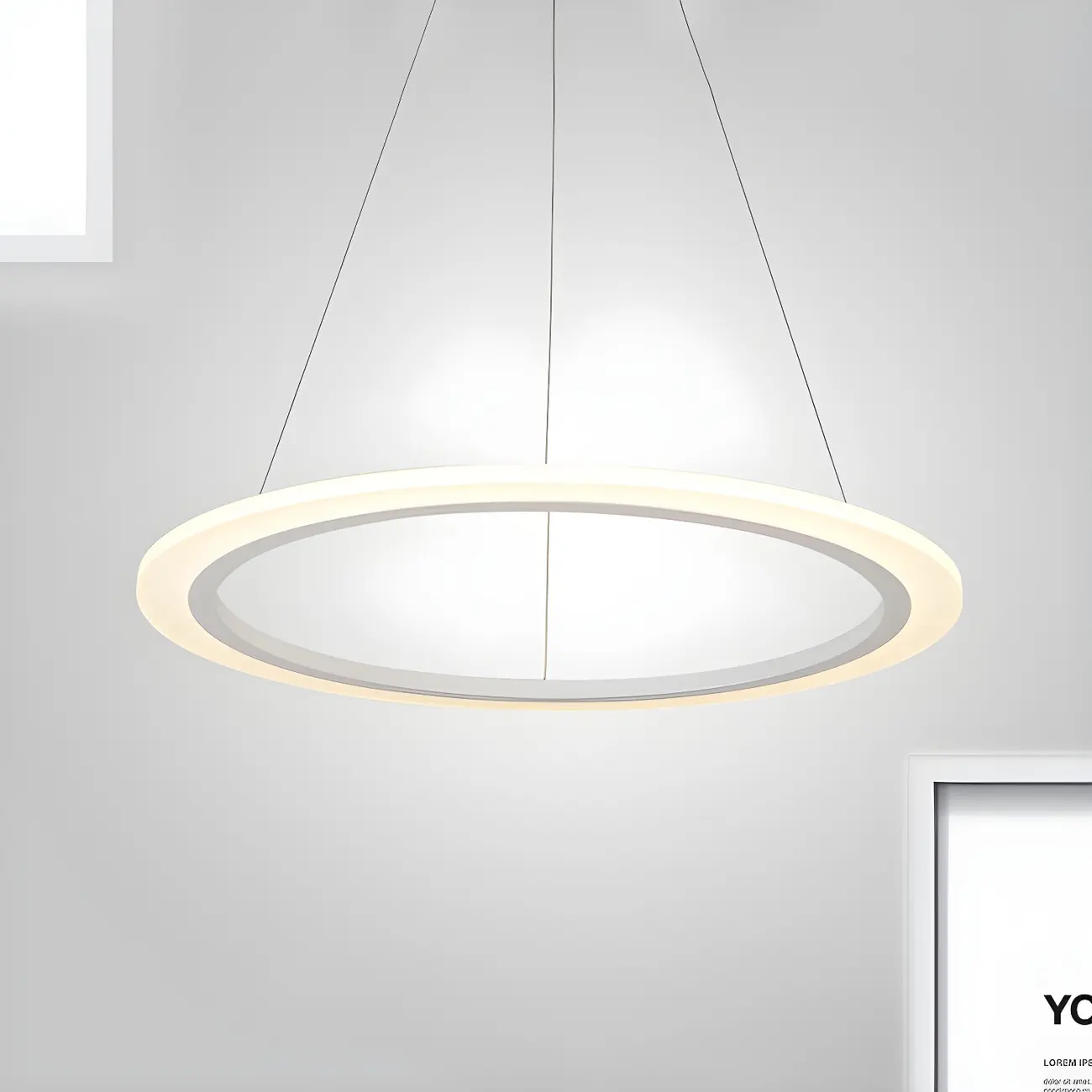 White Circular Modern Metal LED Pendant Chandelier Image - 11 | homeyfad