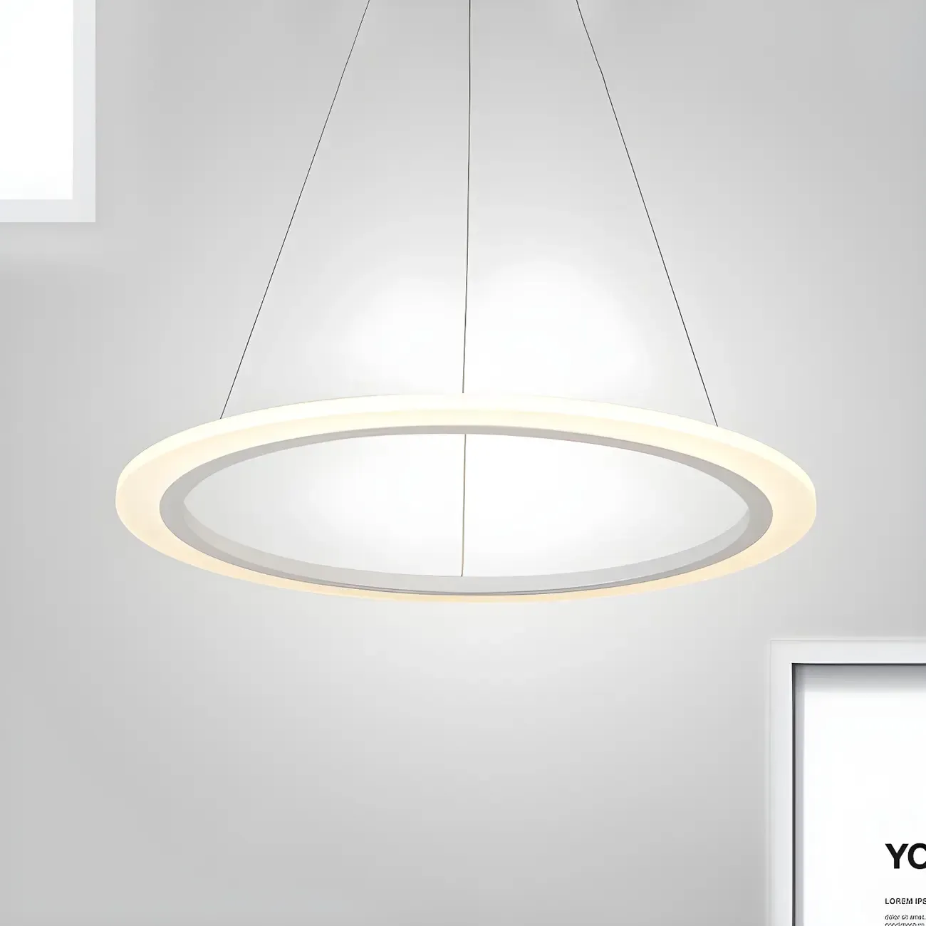 White Circular Modern Metal LED Pendant Chandelier Image - 11