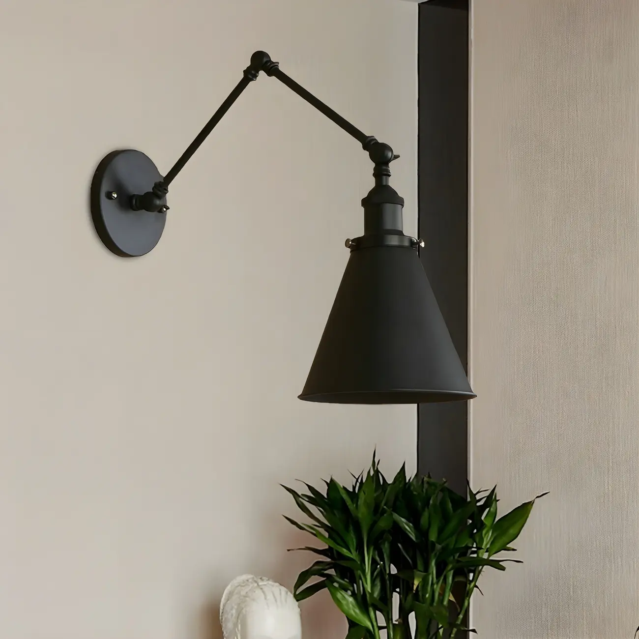 Industrial Metal Cone Swing Arm Wall Light Image - 1 | homeyfad