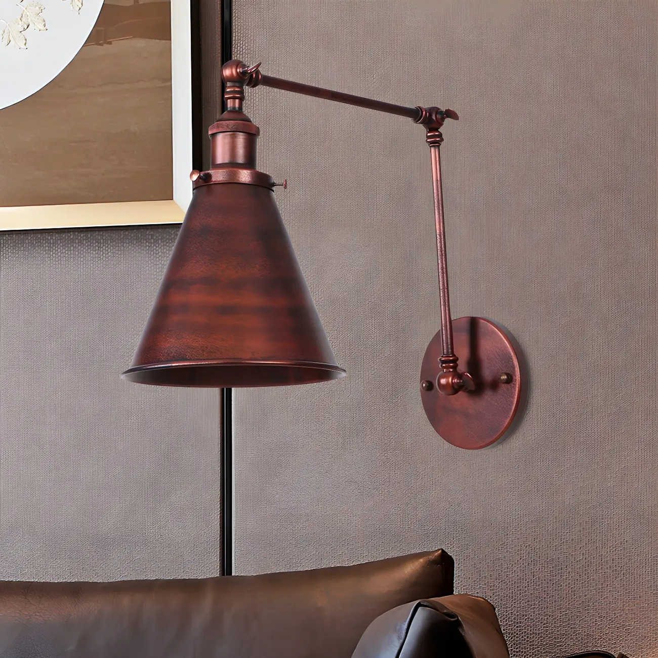 Industrial Metal Cone Swing Arm Wall Light Image - 2 | homeyfad