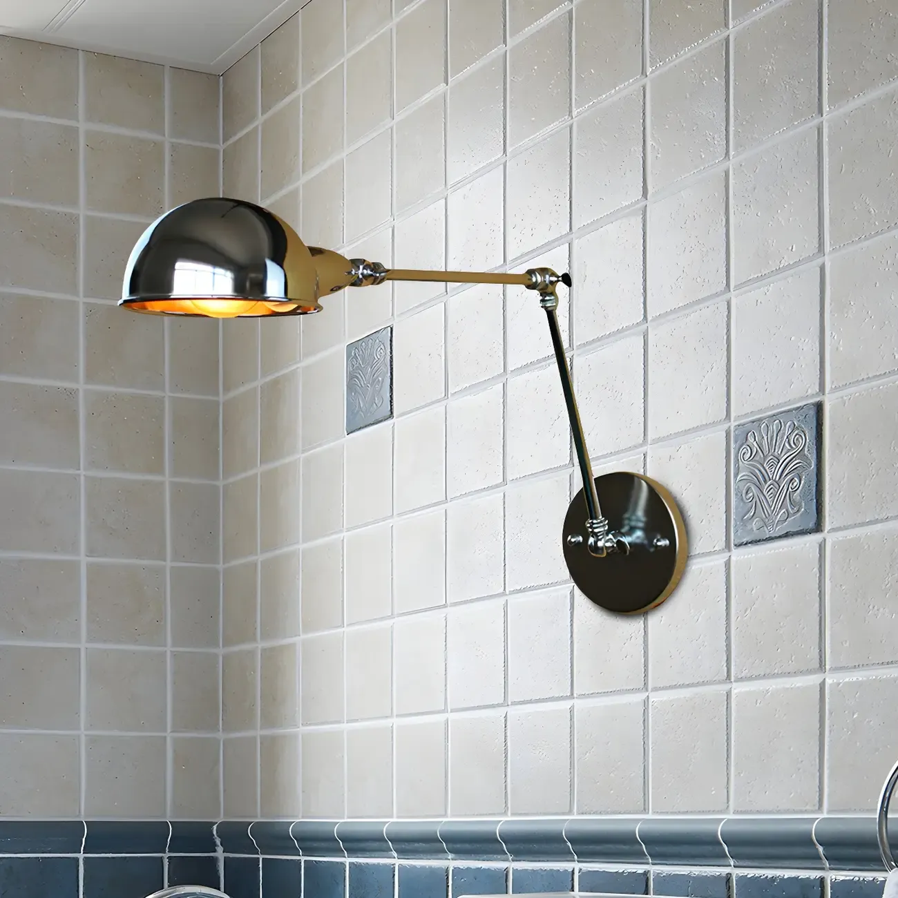 Retro Dome Metal Swing Arm Wall Light Image - 3