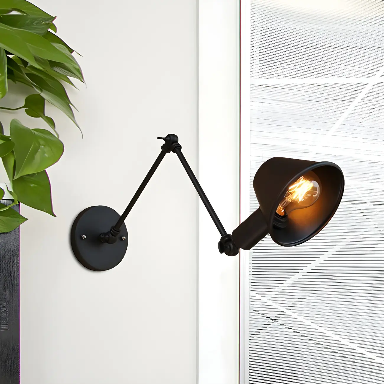Adjustable Industrial Black  Swing Arm LED Wall Sconce | homeyfad