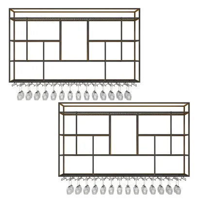 Rectangular Black Metal Wall-Mounted Wine Bottle Rack Image - 4