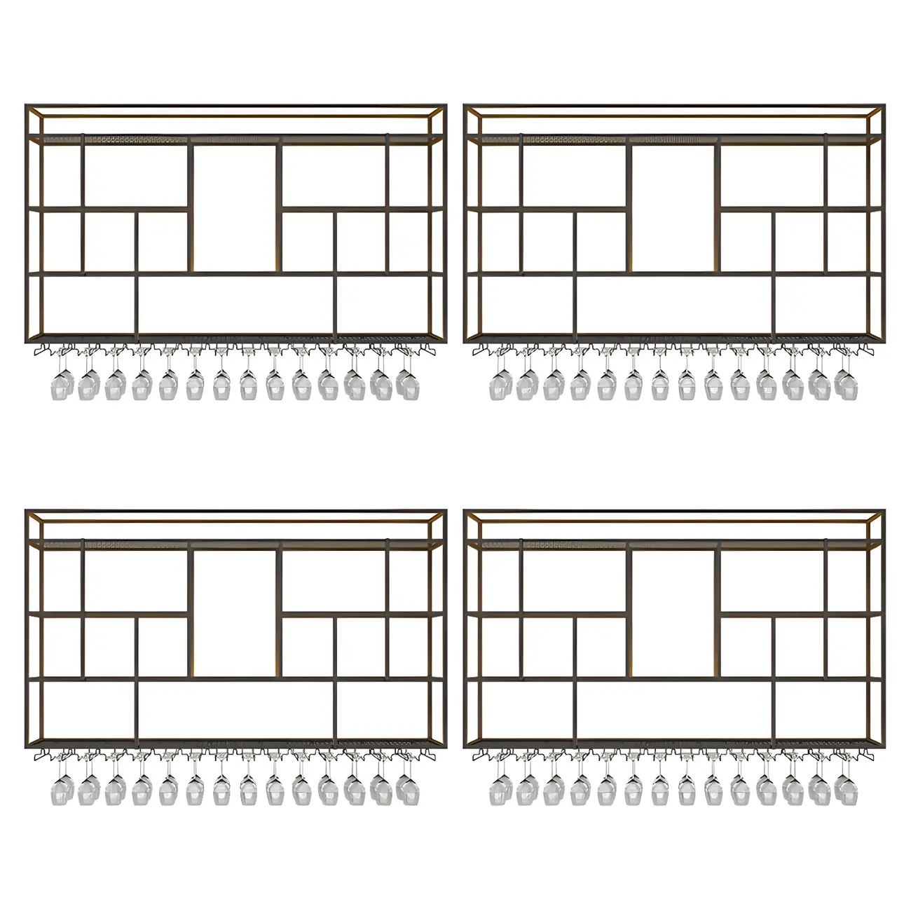 Rectangular Black Metal Wall-Mounted Wine Bottle Rack Image - 5 | homeyfad