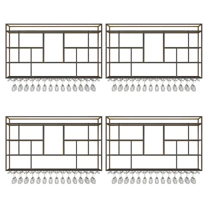 Rectangular Black Metal Wall-Mounted Wine Bottle Rack Image - 5