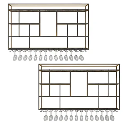 Rectangular Black Metal Wall-Mounted Wine Bottle Rack Image - 9