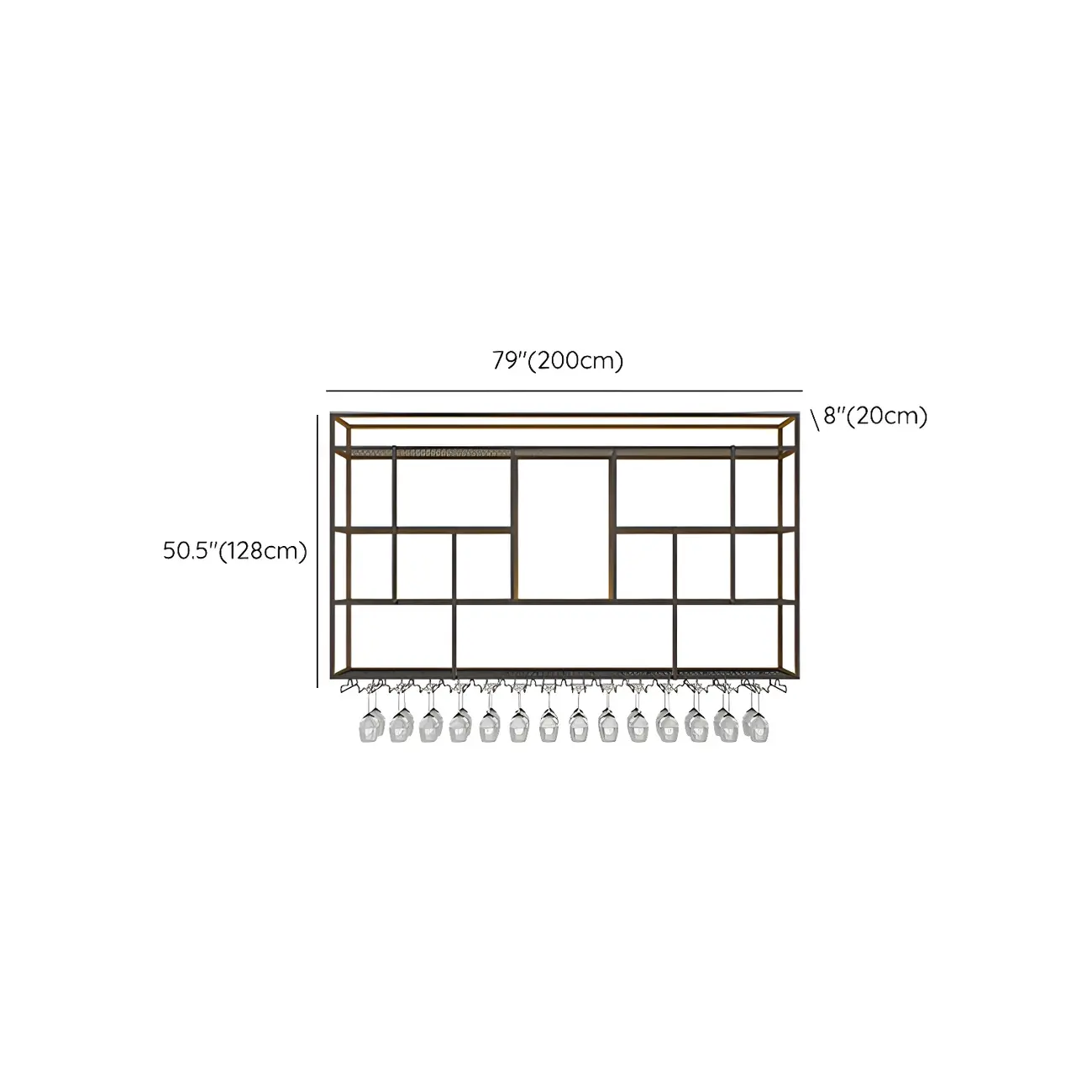Rectangular Black Metal Wall-Mounted Wine Bottle Rack #size | homeyfad