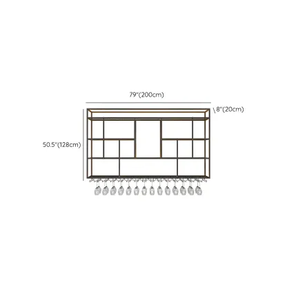 Rectangular Black Metal Wall-Mounted Wine Bottle Rack #size