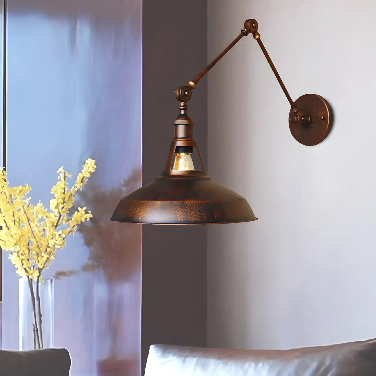 Industrial Barn Shade Adjustable Swing Arm Wall Light Image - 5 | homeyfad