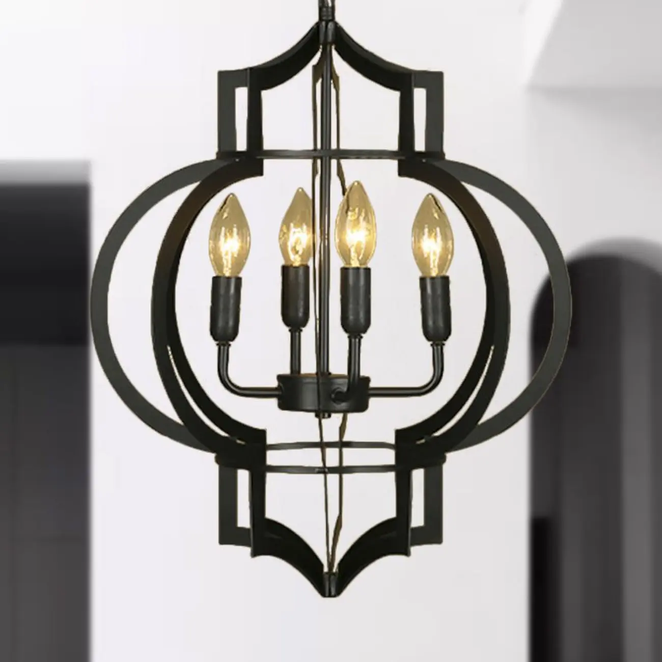 Industrial Metal Black Lantern Candle Chandelier Image - 8 | homeyfad