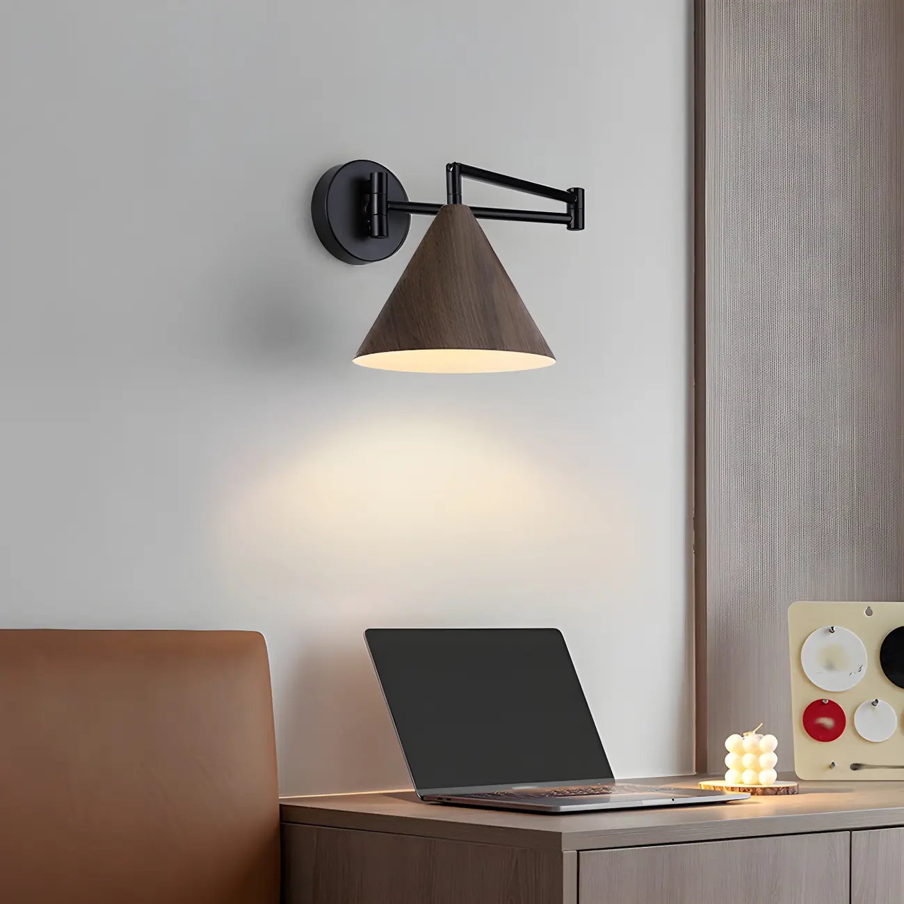 Modern Metal Black Cone Swing Arm Wall Light Image - 3 | homeyfad