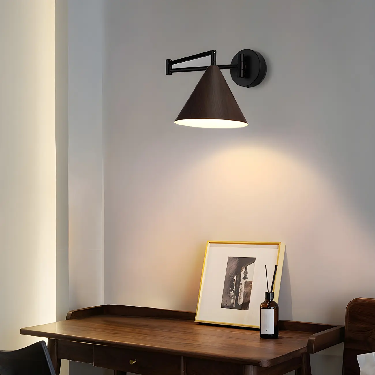 Modern Metal Black Cone Swing Arm Wall Light Image - 2 | homeyfad