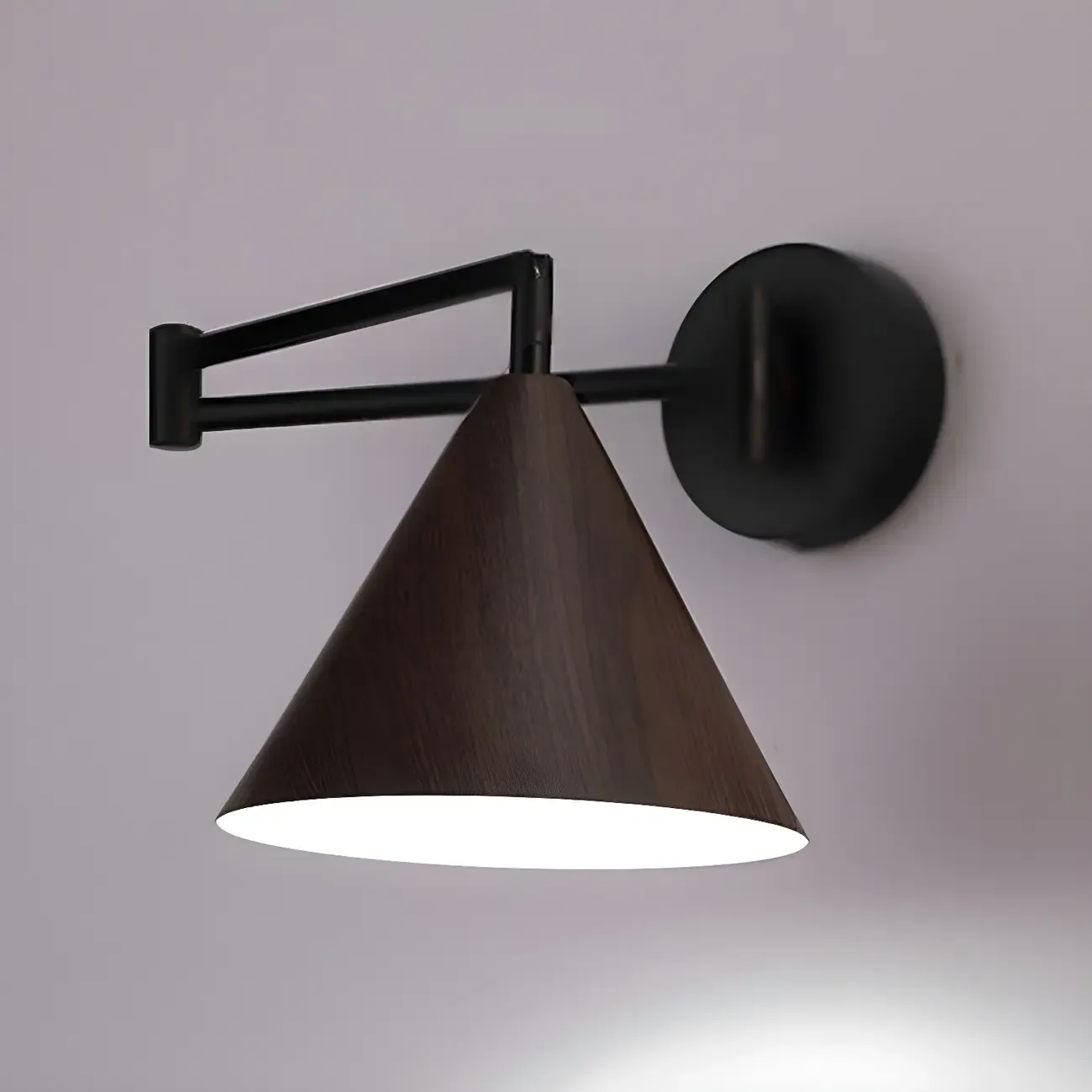 Modern Metal Black Cone Swing Arm Wall Light Image - 6