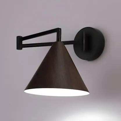 Modern Metal Black Cone Swing Arm Wall Light Image - 6