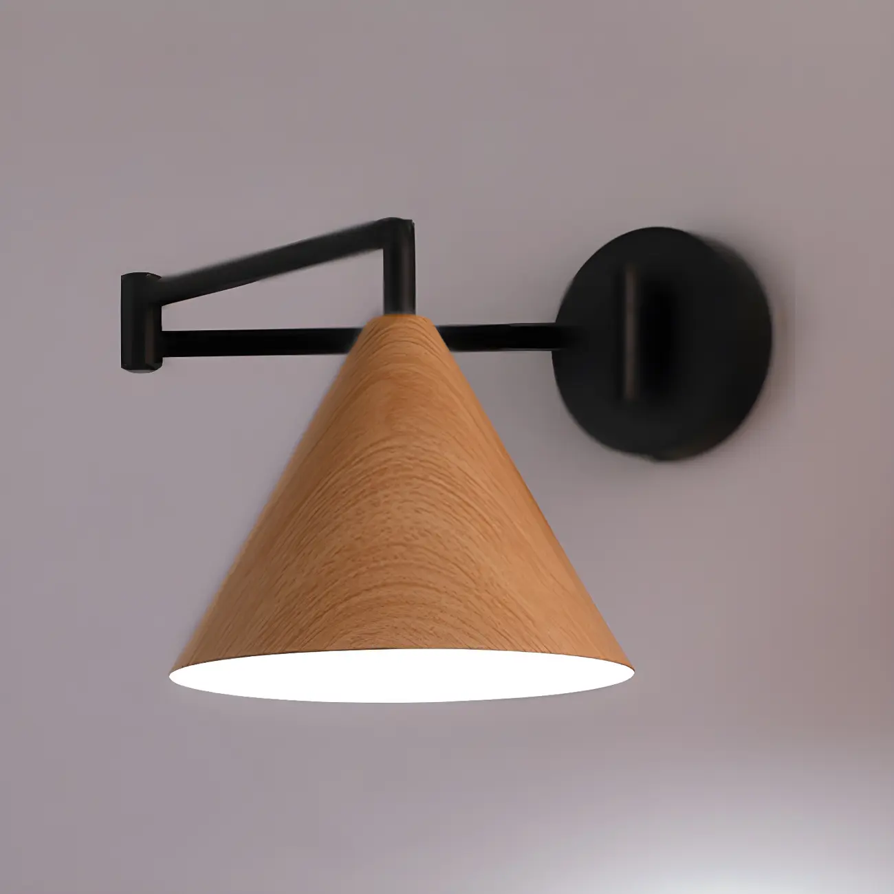 Modern Metal Black Cone Swing Arm Wall Light Image - 7 | homeyfad