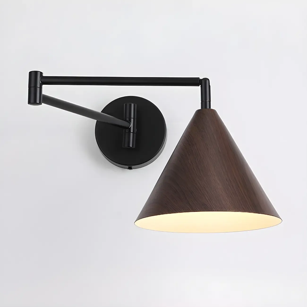 Modern Metal Black Cone Swing Arm Wall Light Image - 8