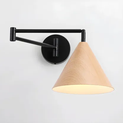 Modern Metal Black Cone Swing Arm Wall Light Image - 9