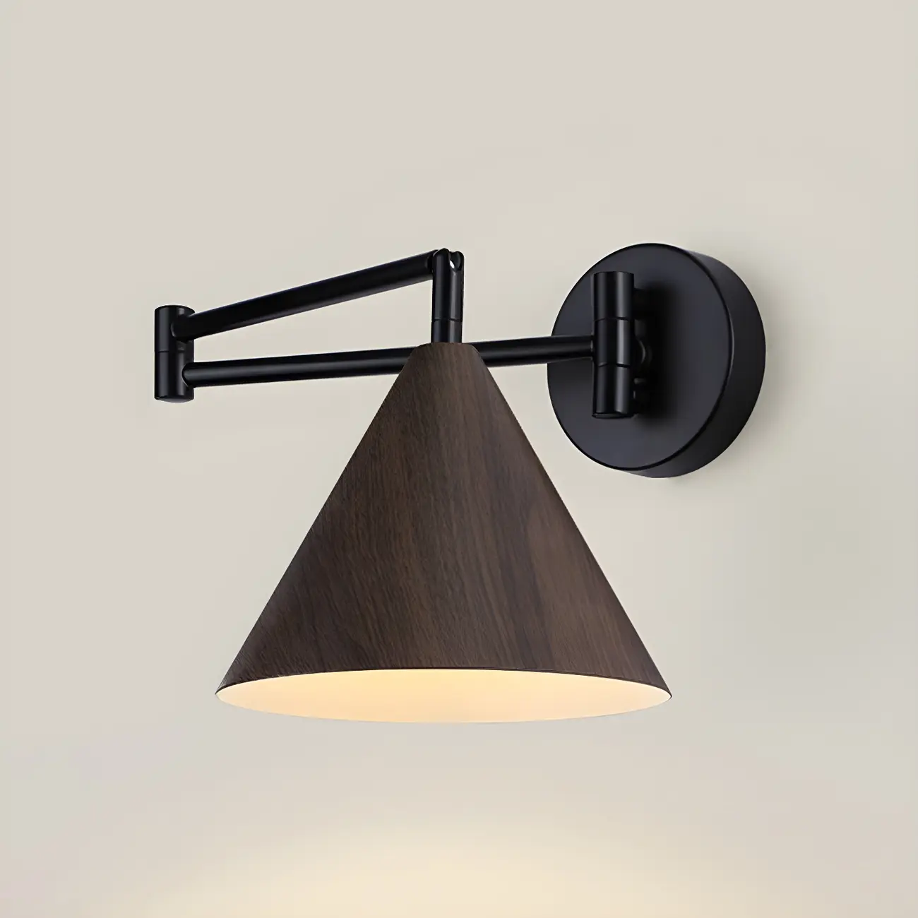 Modern Metal Black Cone Swing Arm Wall Light Image - 10 | homeyfad