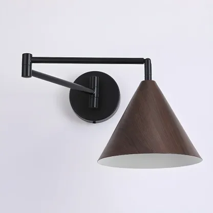 Modern Metal Black Cone Swing Arm Wall Light Image - 11
