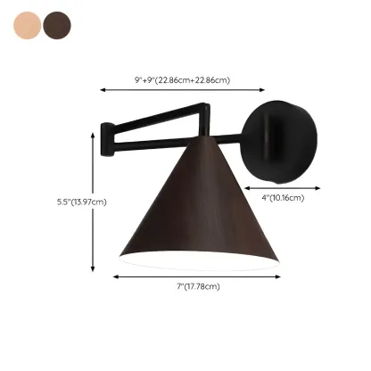 Modern Metal Black Cone Swing Arm Wall Light #size