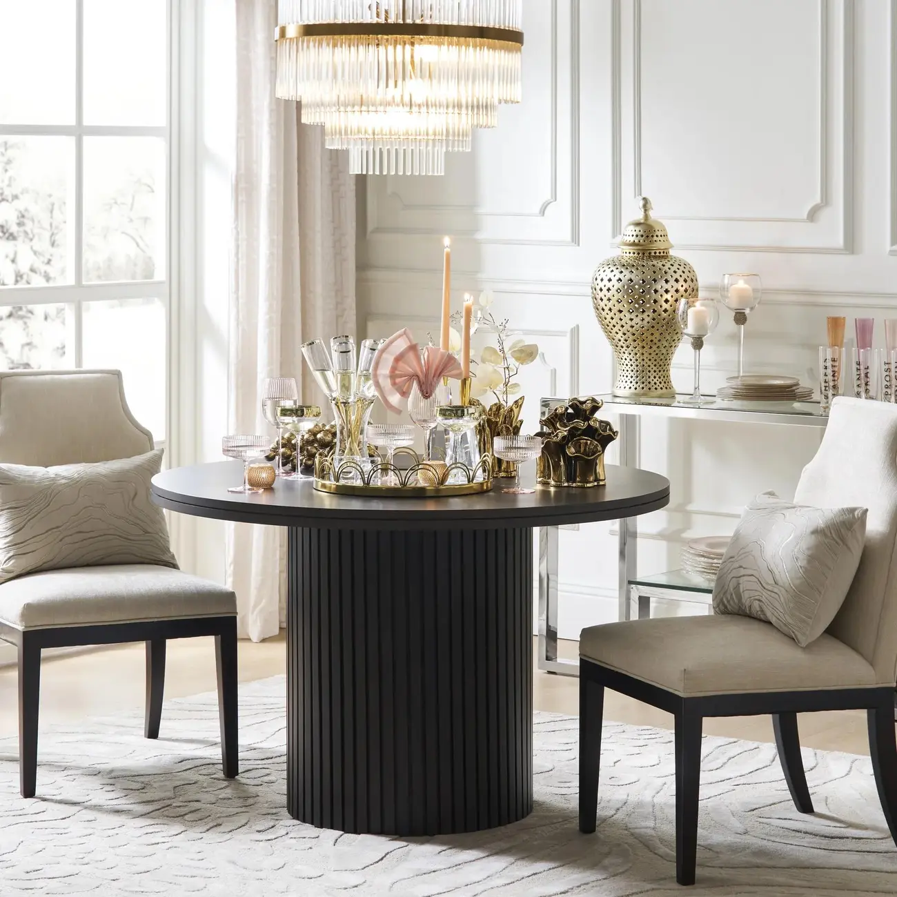 Modern Clear Glass Chandelier with Gold Finish Image - 2 | homeyfad