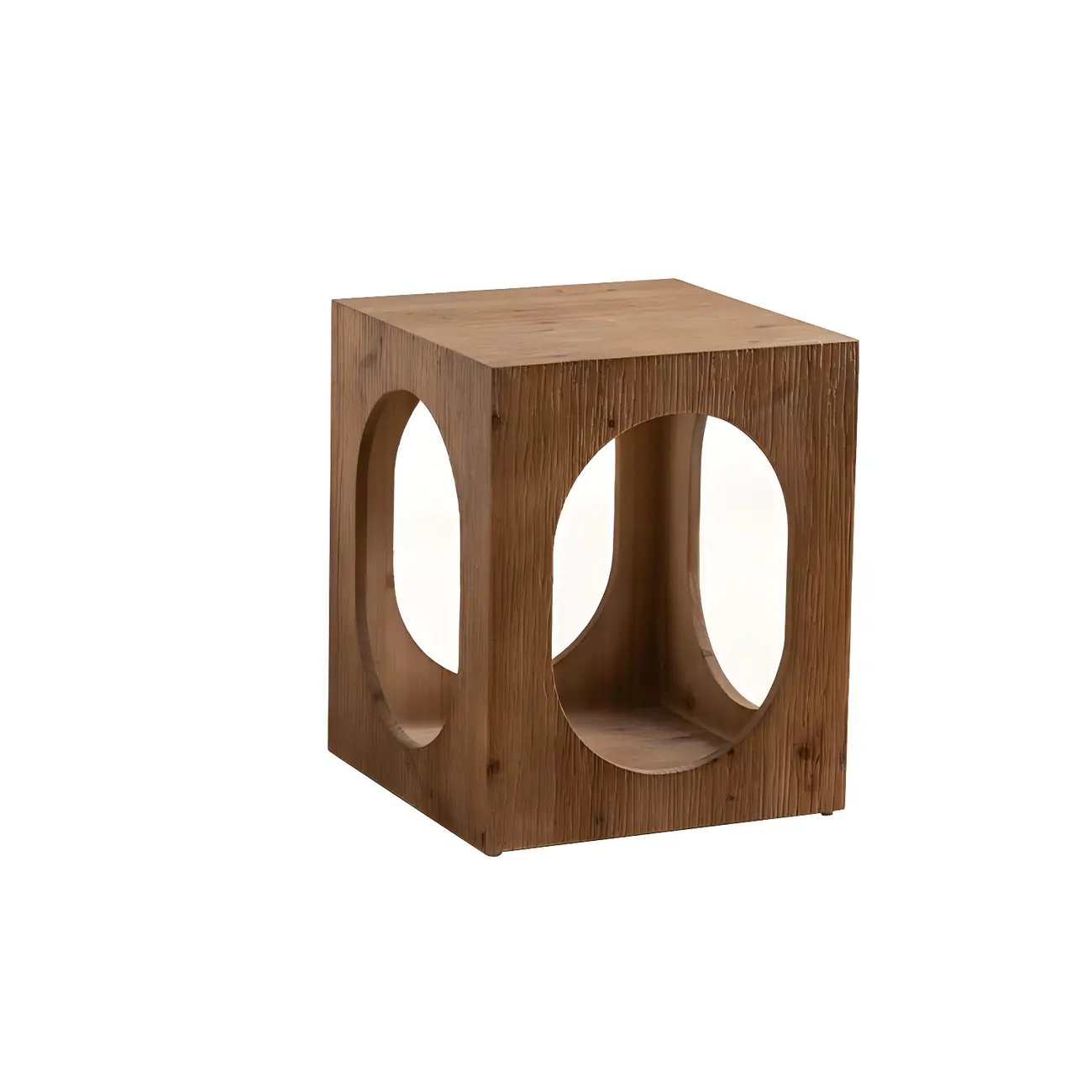 Elegant Geometric Wooden Block Accent Side Table Image - 5 | homeyfad