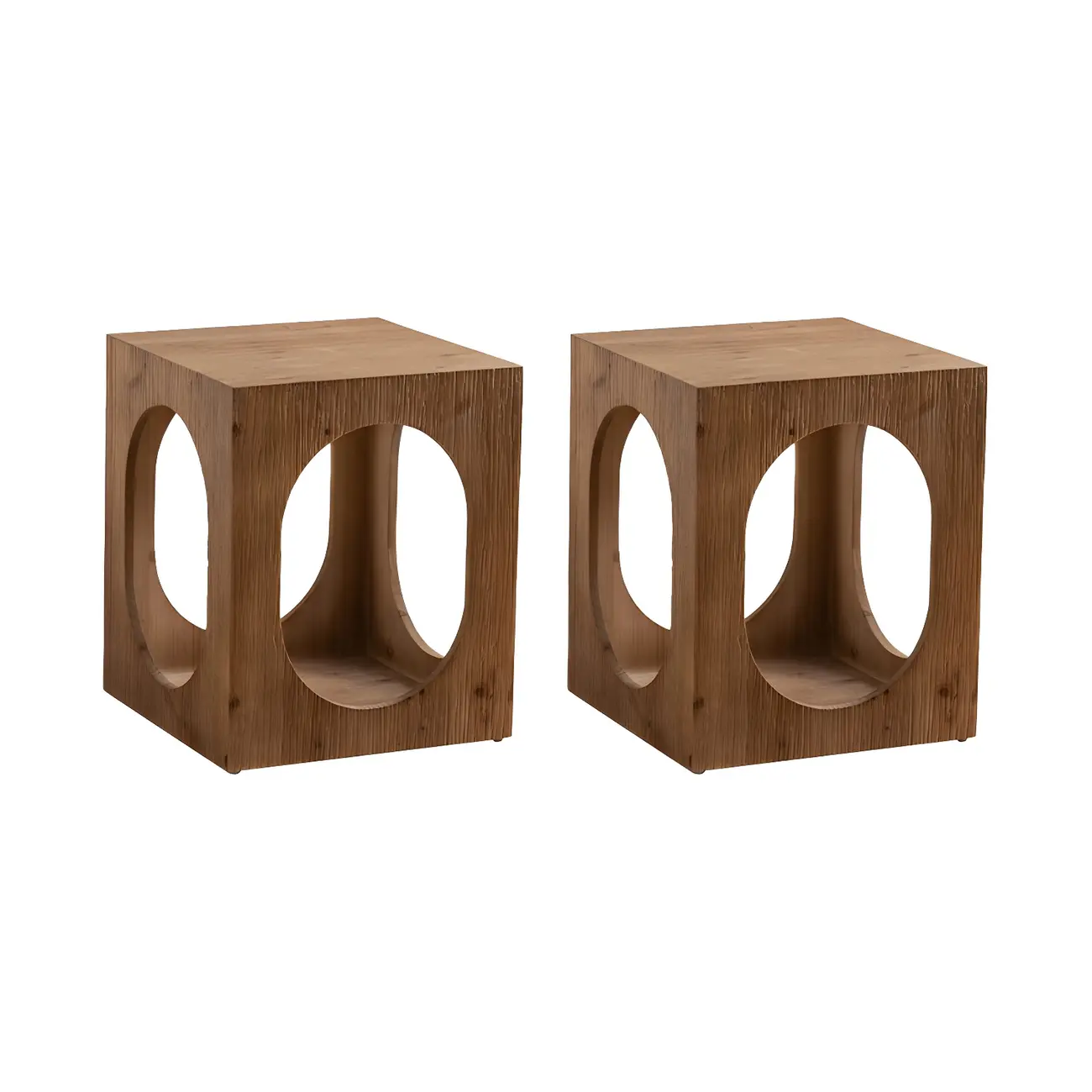 Elegant Geometric Wooden Block Accent Side Table Image - 7 | homeyfad