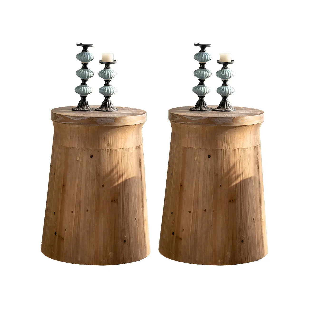 Elegant Geometric Wooden Block Accent Side Table Image - 16 | homeyfad