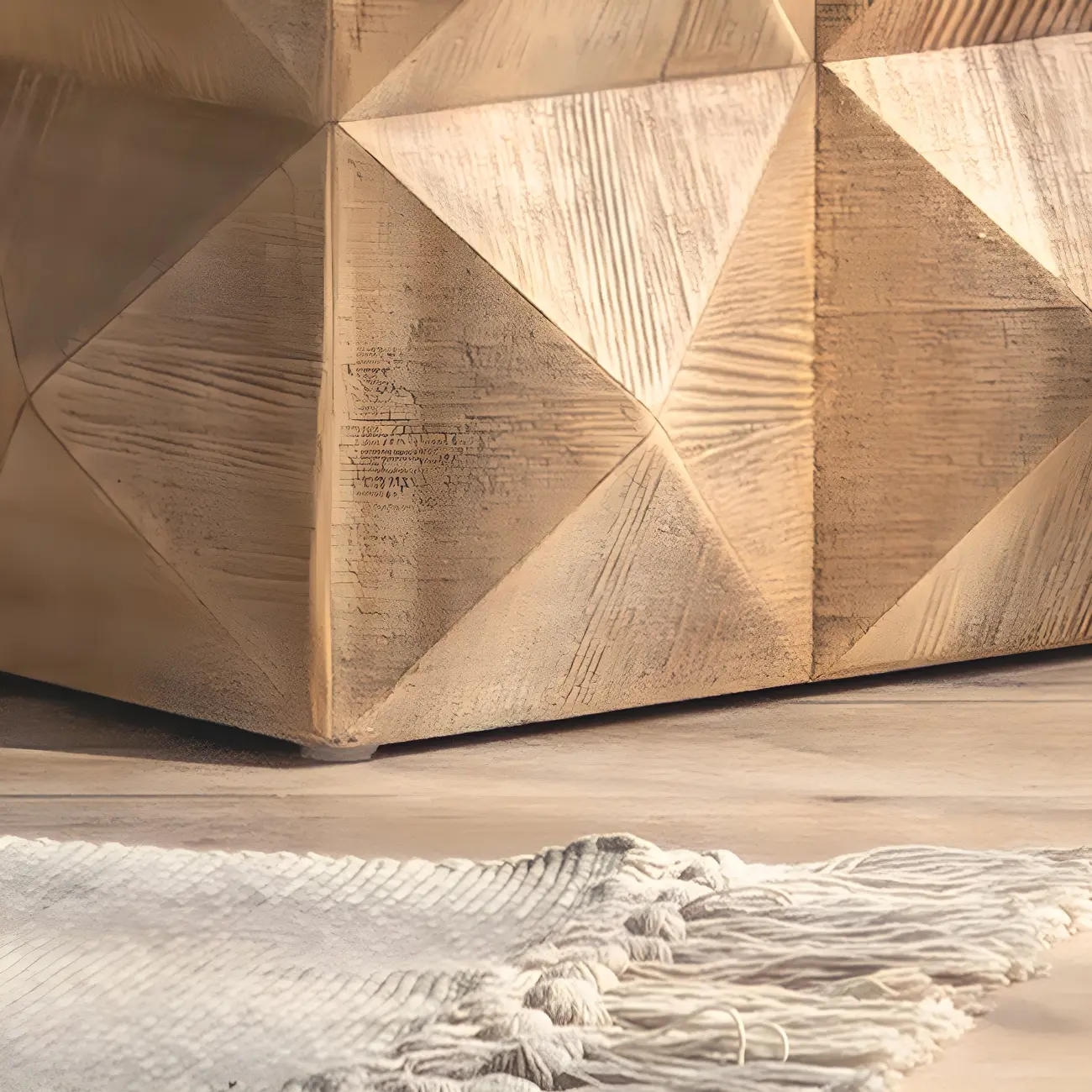 Elegant Geometric Wooden Block Accent Side Table Image - 17 | homeyfad