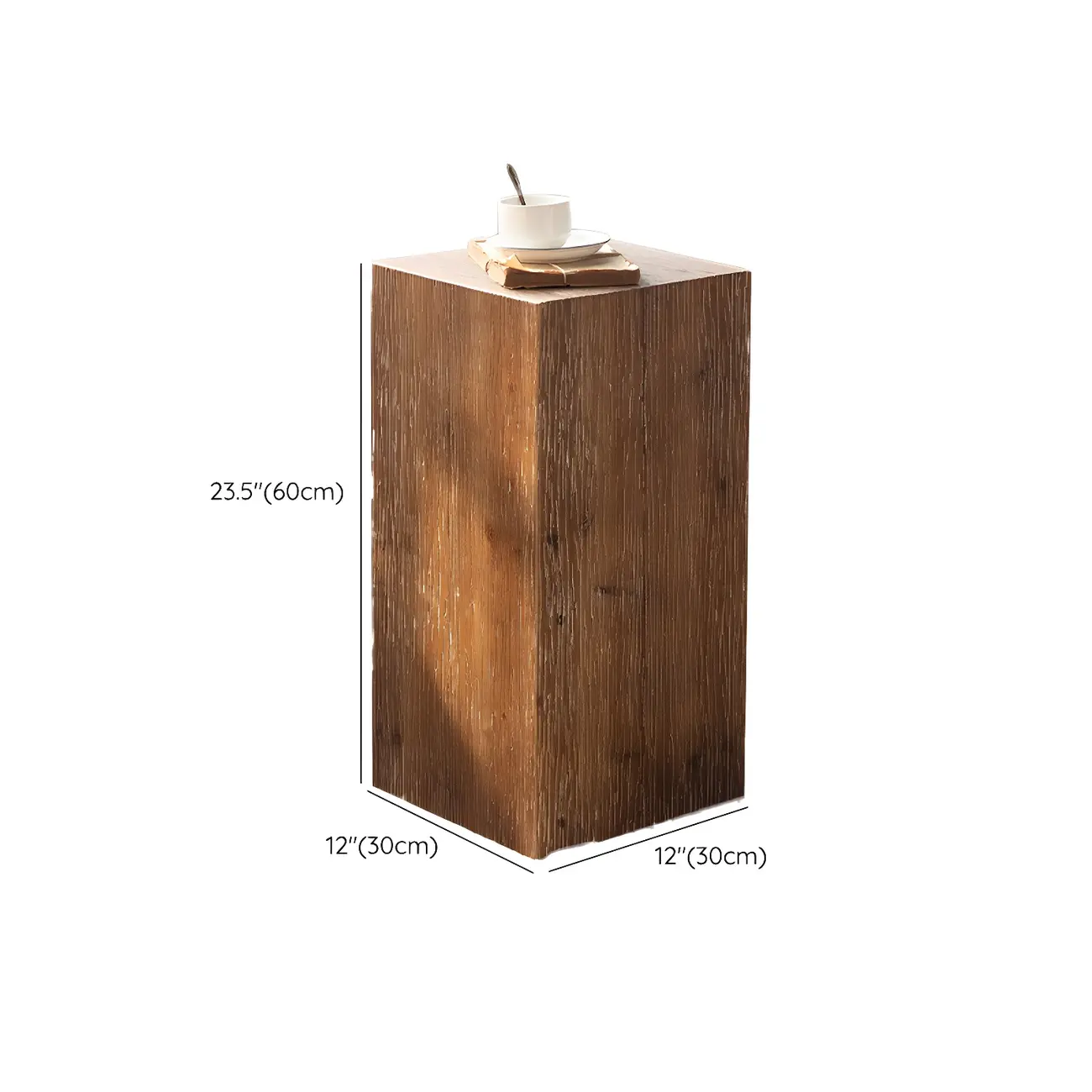 Elegant Geometric Wooden Block Accent Side Table #size | homeyfad