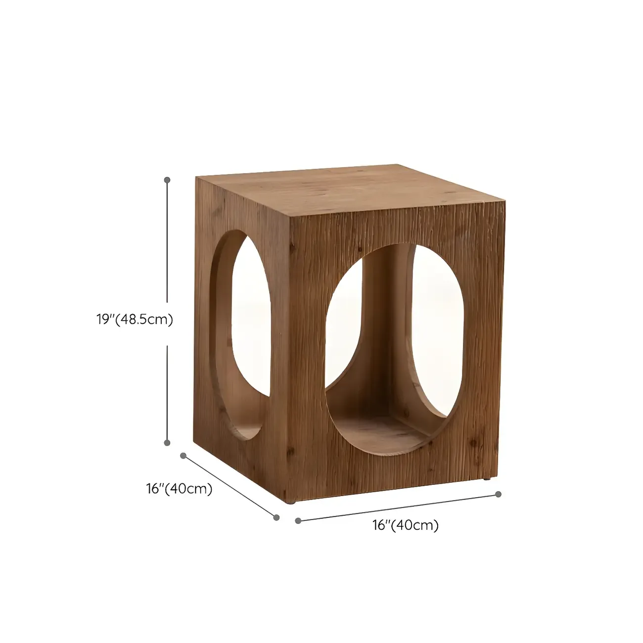 Elegant Geometric Wooden Block Accent Side Table Image - 29