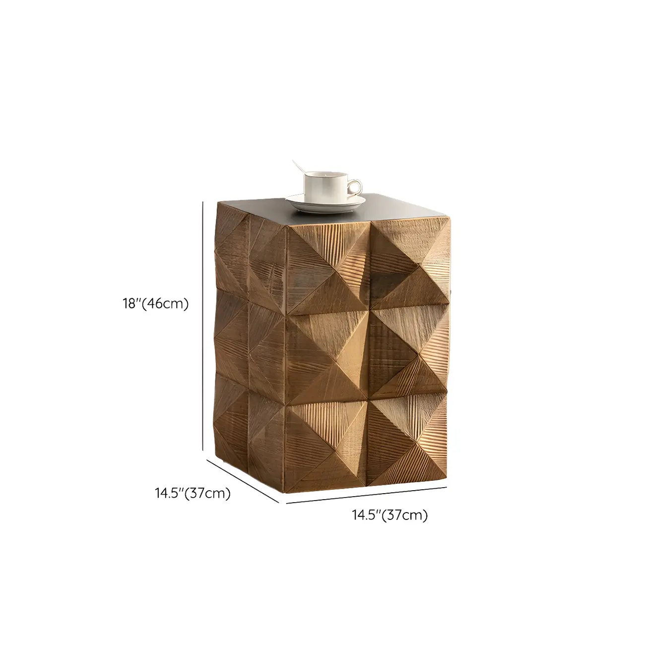 Elegant Geometric Wooden Block Accent Side Table Image - 32 | homeyfad