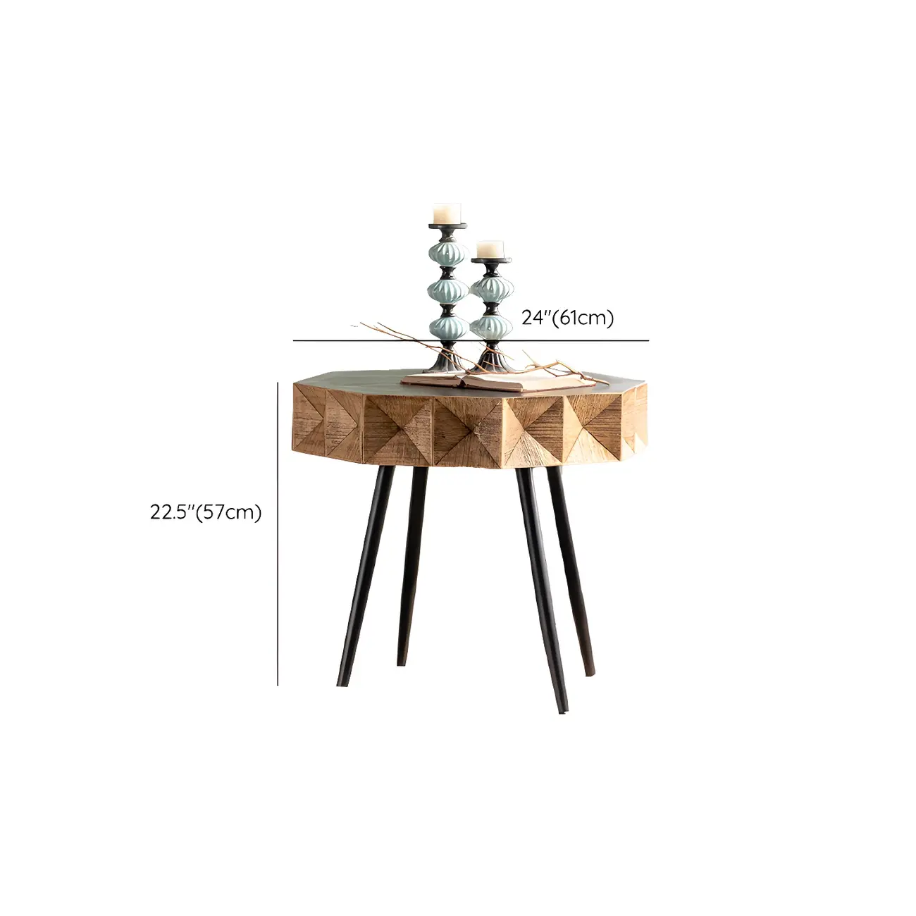 Elegant Geometric Wooden Block Accent Side Table Image - 34 | homeyfad