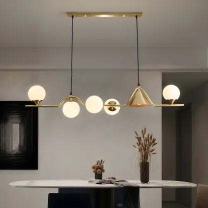 Kitchen Modern Gold Glass Globe Island Chandelier Image - 2