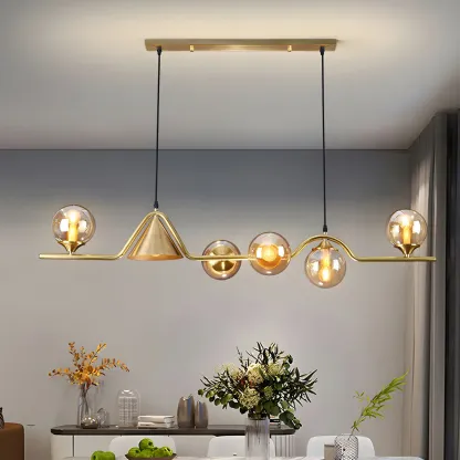 Kitchen Modern Gold Glass Globe Island Chandelier Image - 1