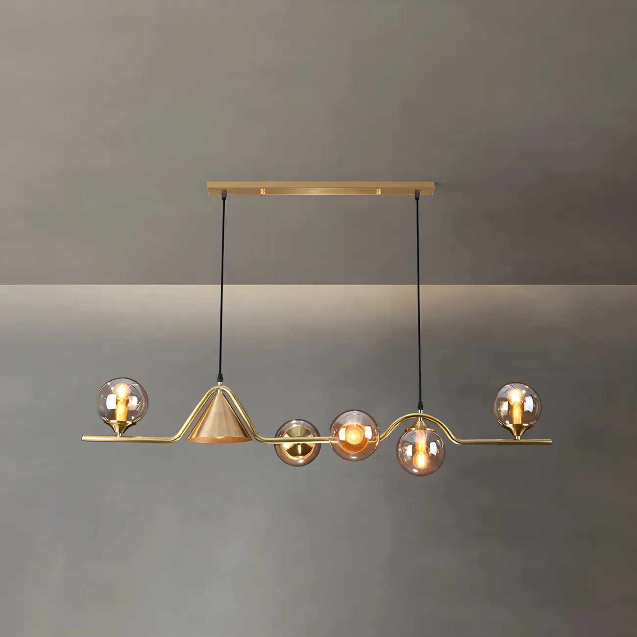 Kitchen Modern Gold Glass Globe Island Chandelier Image - 6