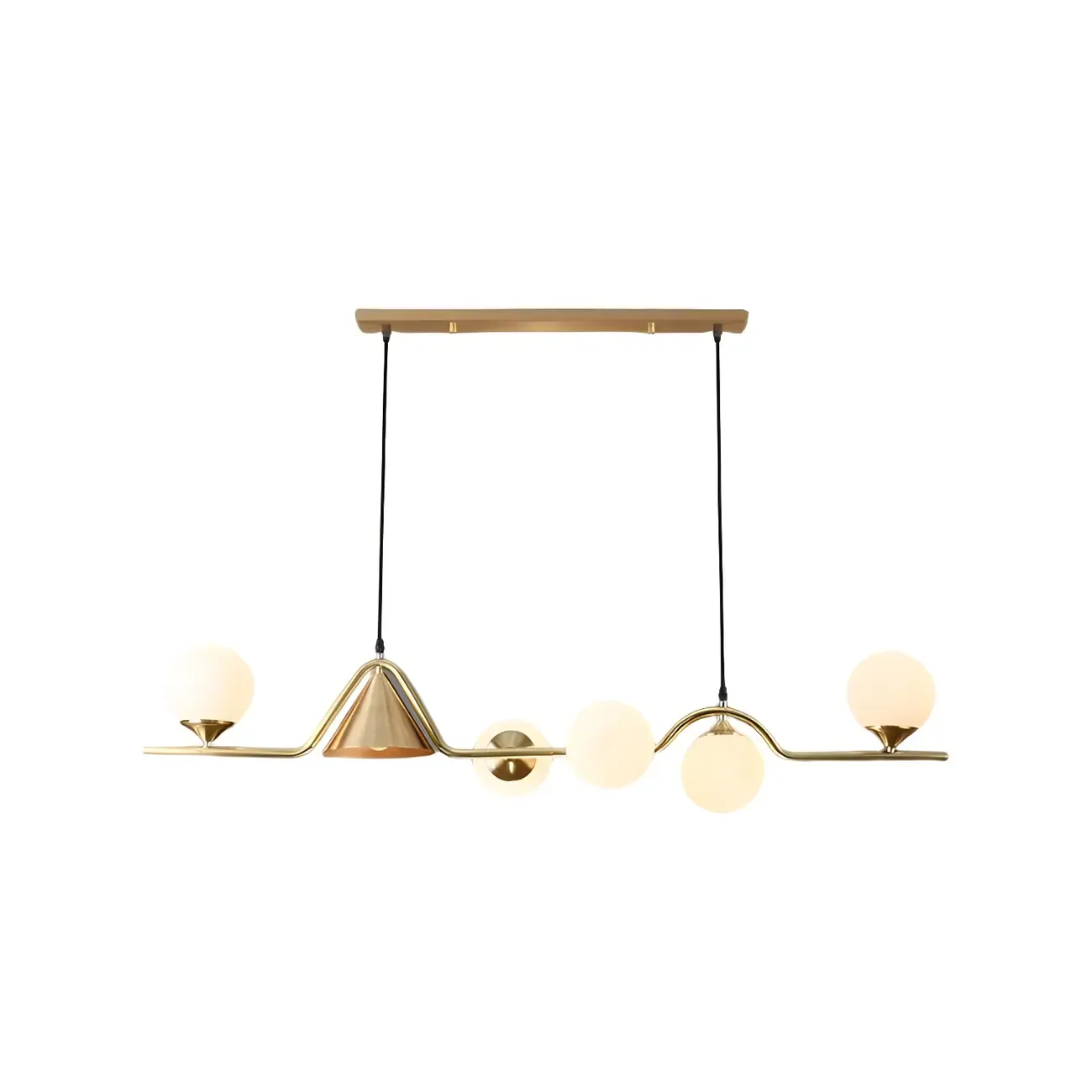 Kitchen Modern Gold Glass Globe Island Chandelier Image - 8