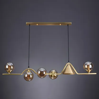 Kitchen Modern Gold Glass Globe Island Chandelier Image - 9
