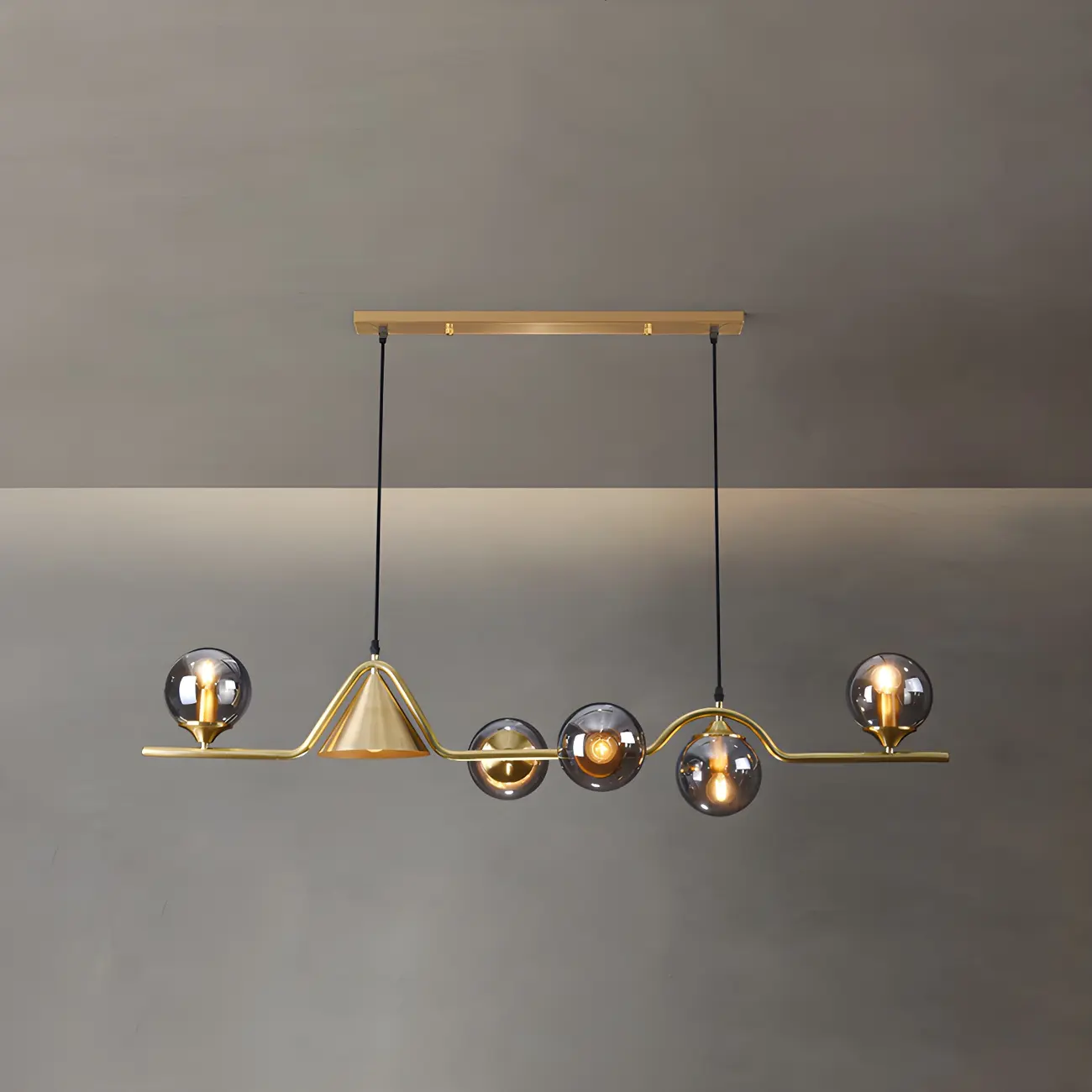 Kitchen Modern Gold Glass Globe Island Chandelier Image - 10 | homeyfad