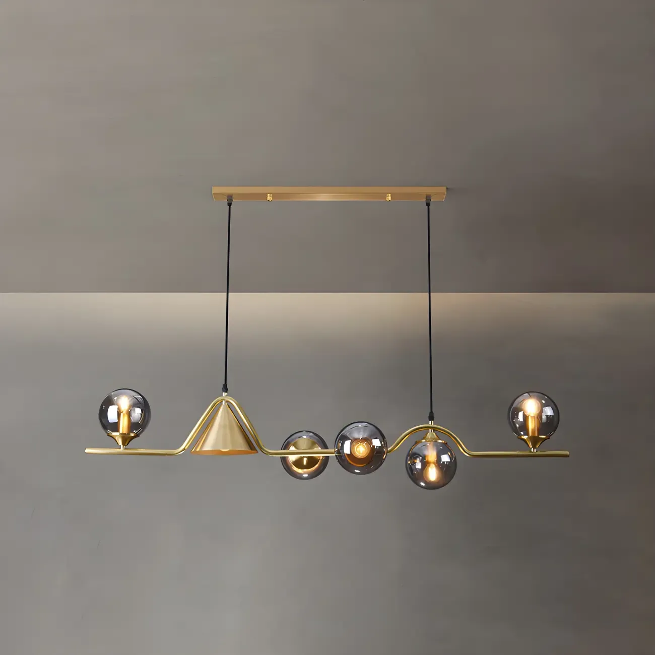 Kitchen Modern Gold Glass Globe Island Chandelier Image - 10