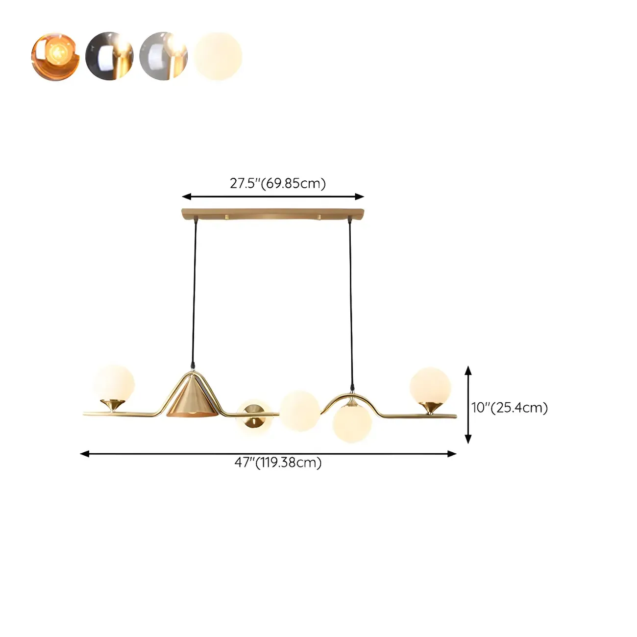Kitchen Modern Gold Glass Globe Island Chandelier #size