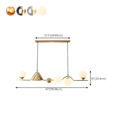 Kitchen Modern Gold Glass Globe Island Chandelier #size