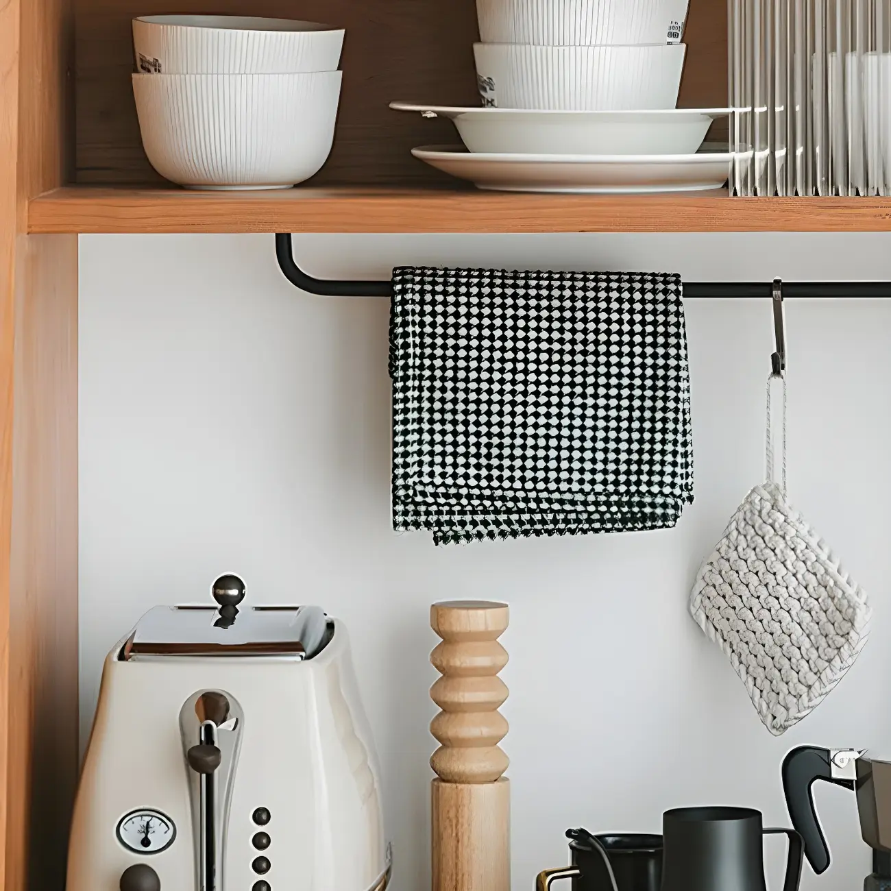 Traditional Wooden Display Cabinet with Glass Door for Kitchen Image - 7 | homeyfad