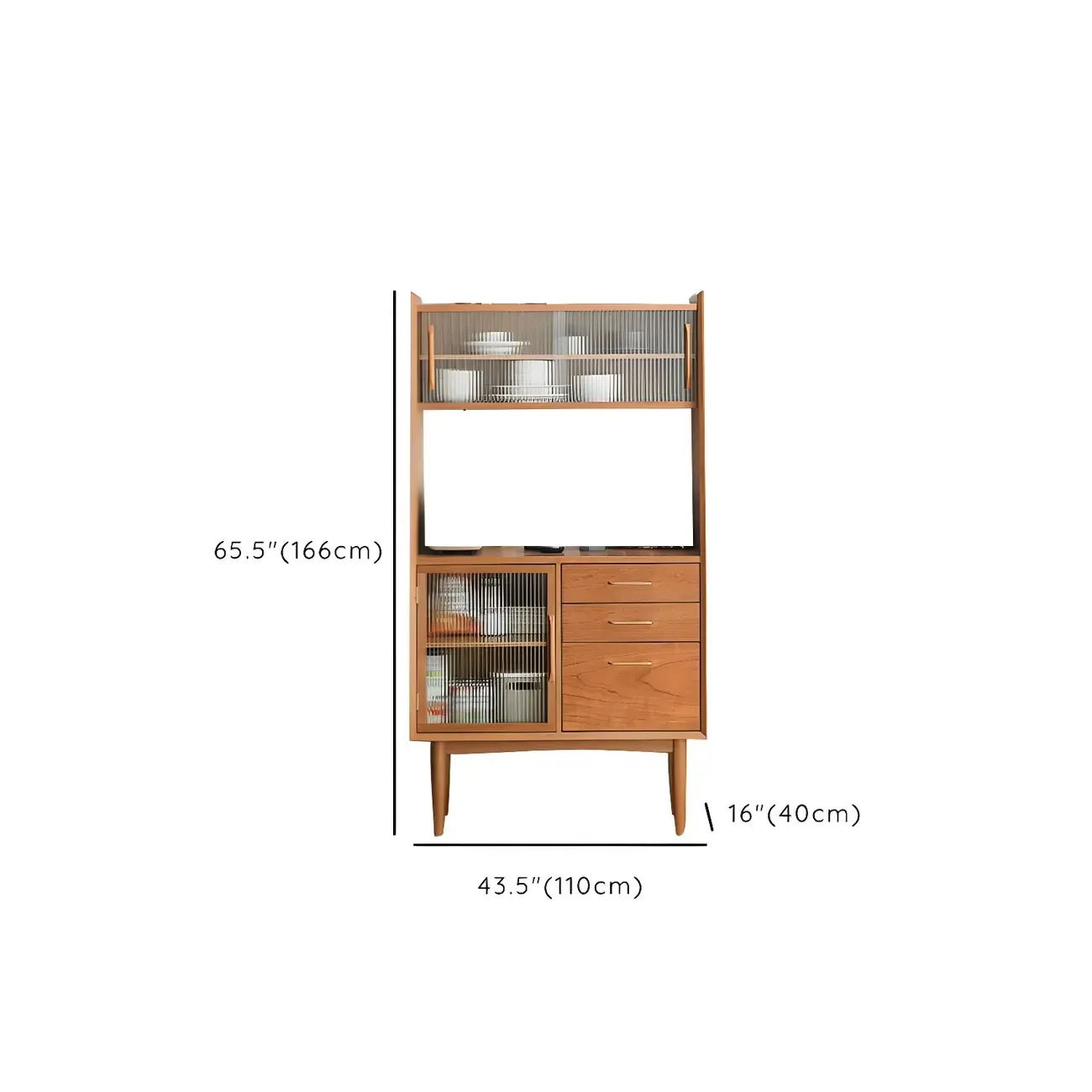 Traditional Wooden Display Cabinet with Glass Door for Kitchen Image - 10