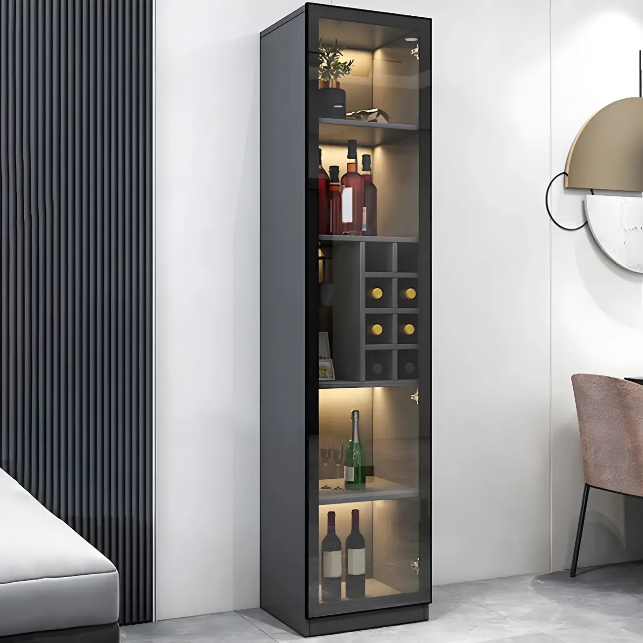 Elegant Wooden Display Cabinet with Lighting for Home Image - 2