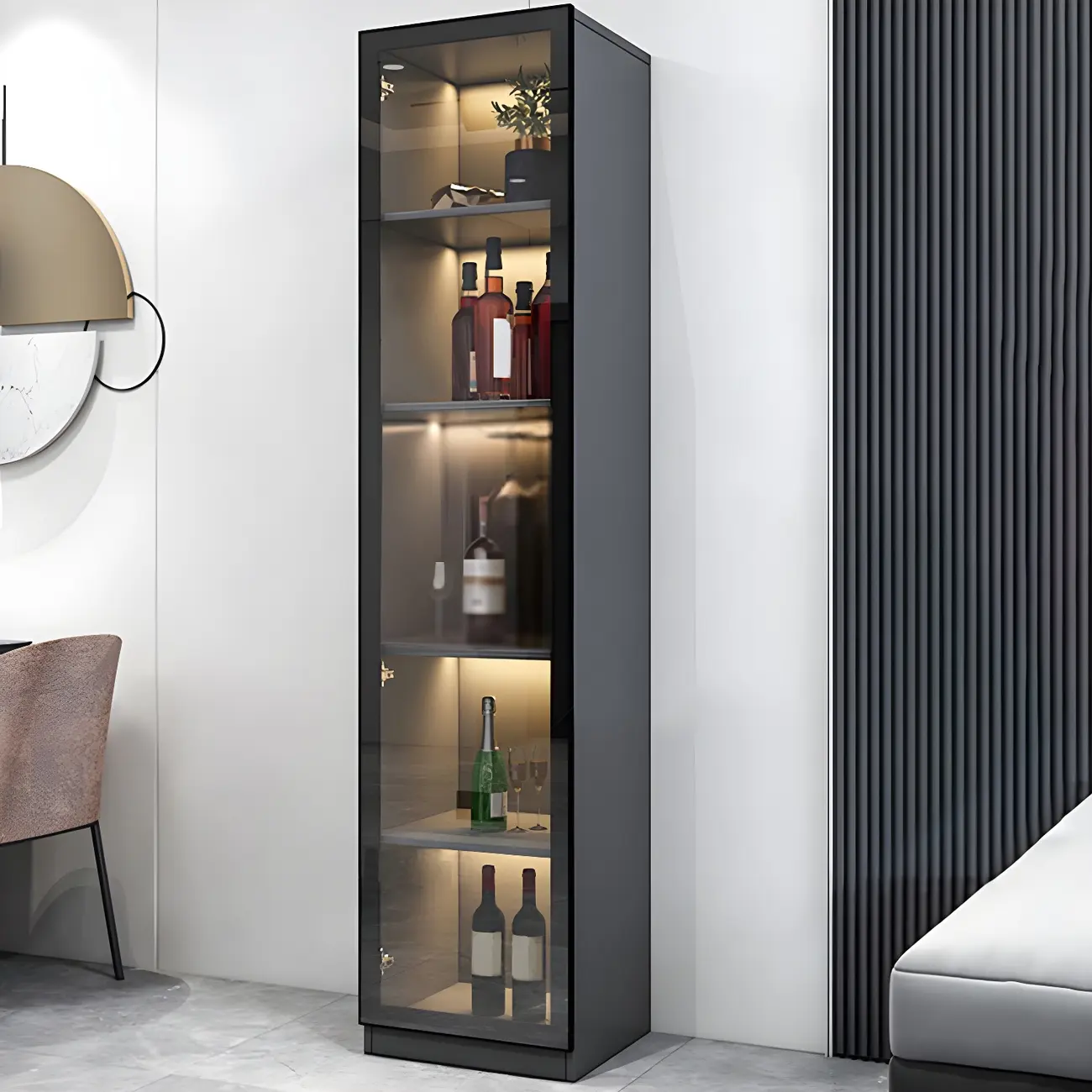 Elegant Wooden Display Cabinet with Lighting for Home Image - 3 | homeyfad