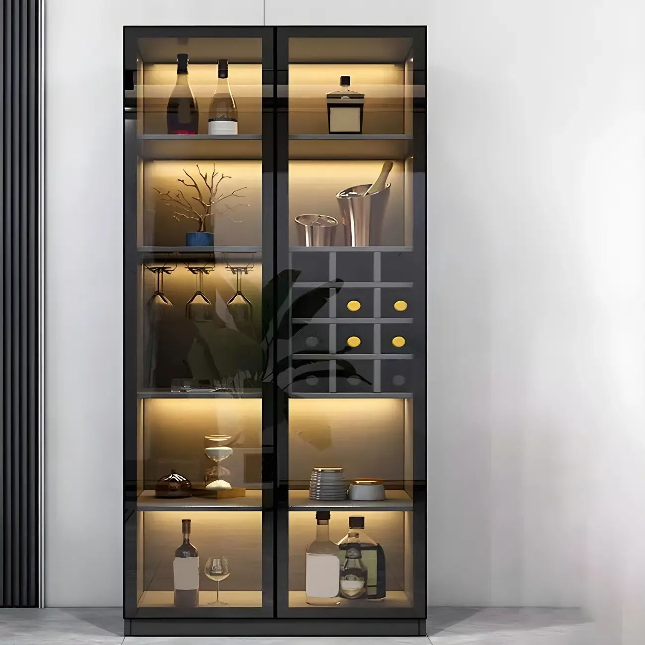 Elegant Wooden Display Cabinet with Lighting for Home Image - 4